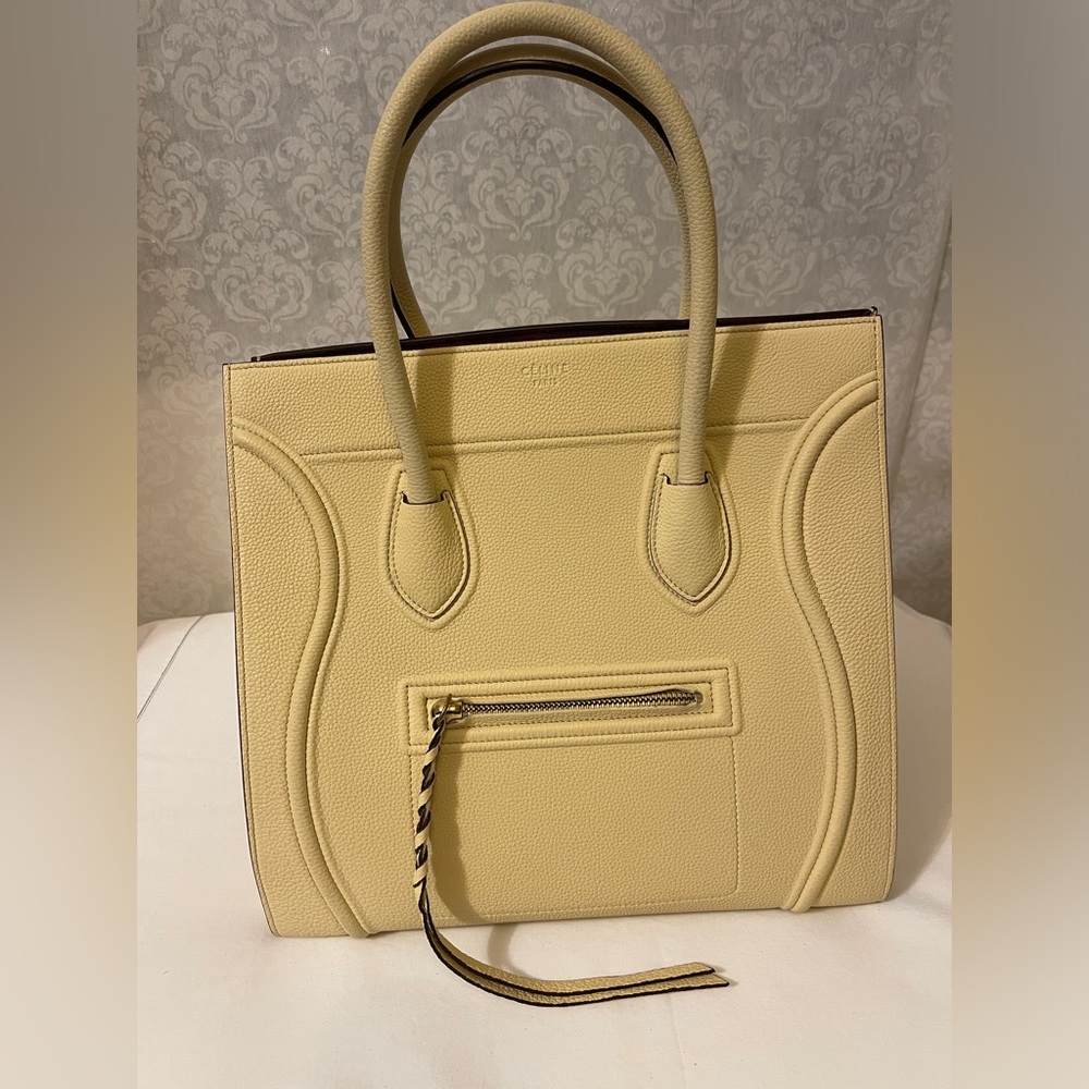 Celine Yellow Leather Phantom Tote